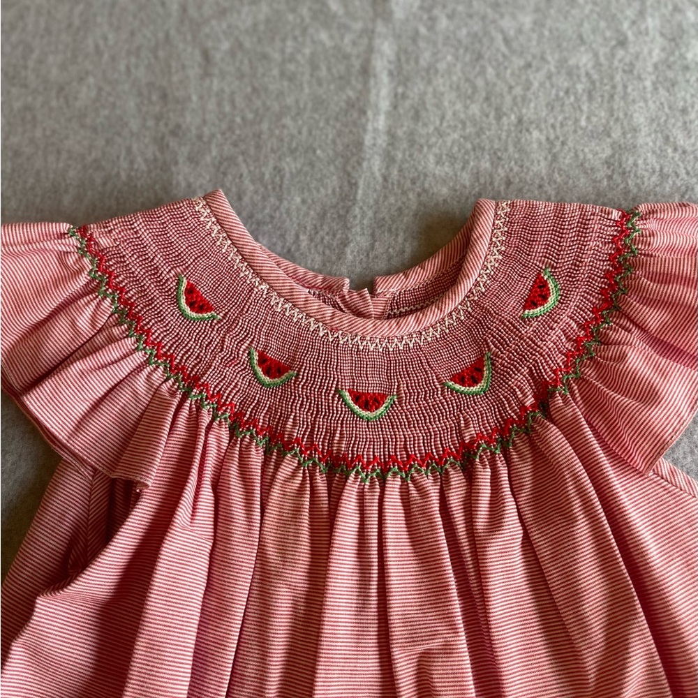 Pink Ruffled Smocked Sundress Watermelon - Picture 3 of 6